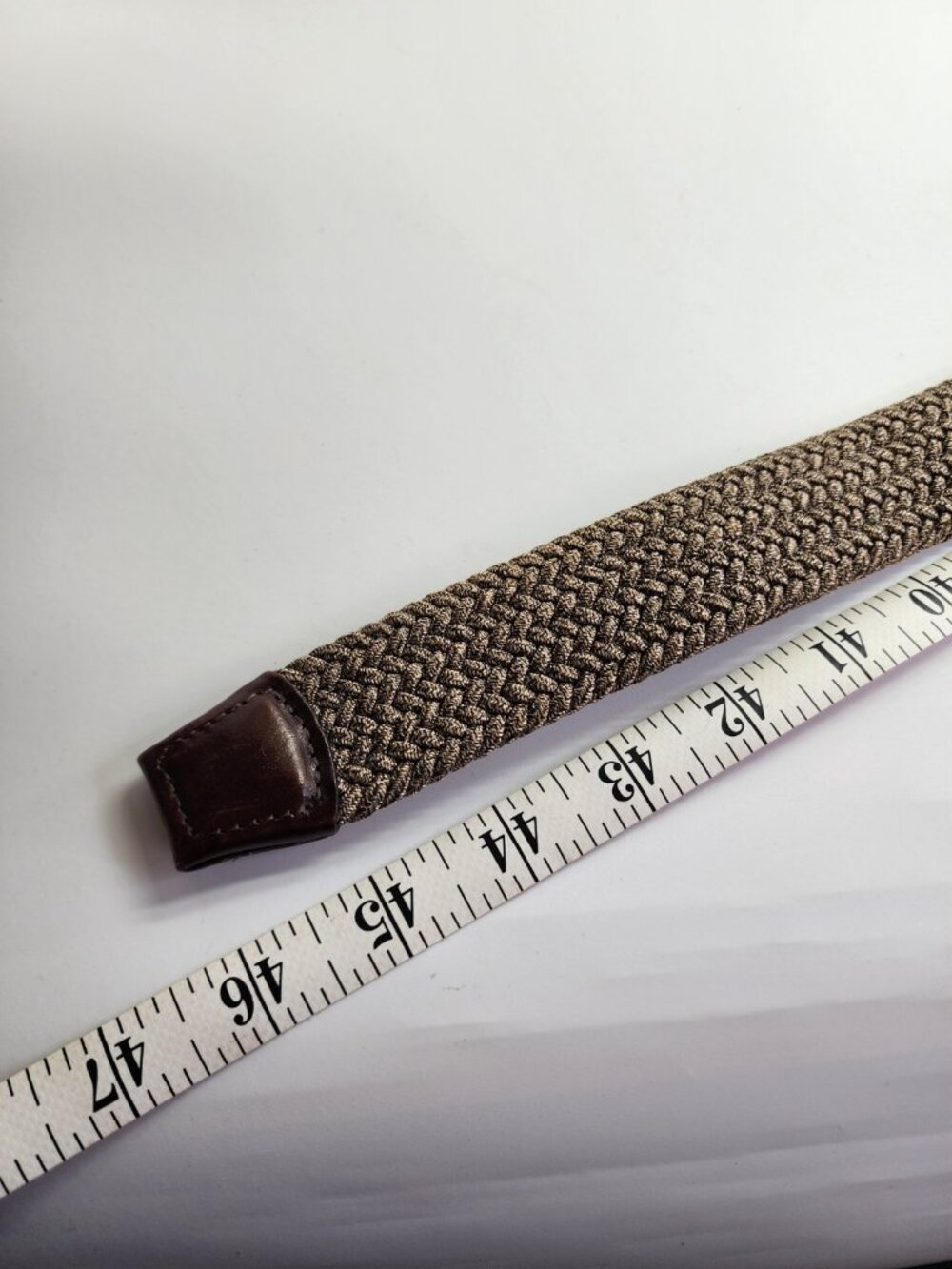 Torino Men's Italian Woven Belt Brown Leather Trim Braided Stretch Size 40 - Picture 7 of 7